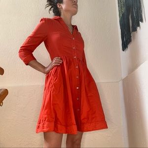 Moulinette Sierra Red Cotton Button Down Dress